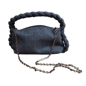 Stylish Braided Denim Handle Handbag with Cross Body Shoulder Chain Strap